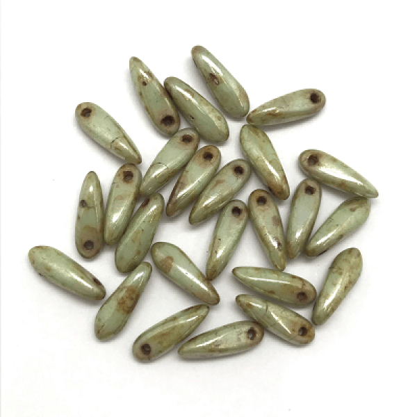 1 Hole Dagger 3/10mm Chalk White Green Luster