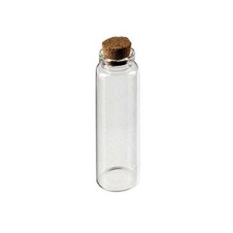 Herinnering Lach Prestatie Glazen flesje met kurk dop 75x22mm | nataschakralen.nl