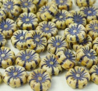 Flower Beads FLB-03000/96833 Opaque Brown/ Brown Inlay